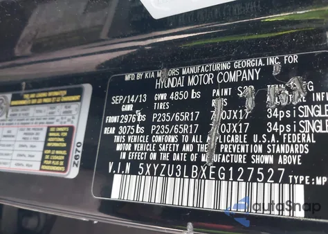 2014 Hyundai Santa Fe Sport 2.4L z USA, uszkodzony, nr VIN 5XYZU3LBXEG127527